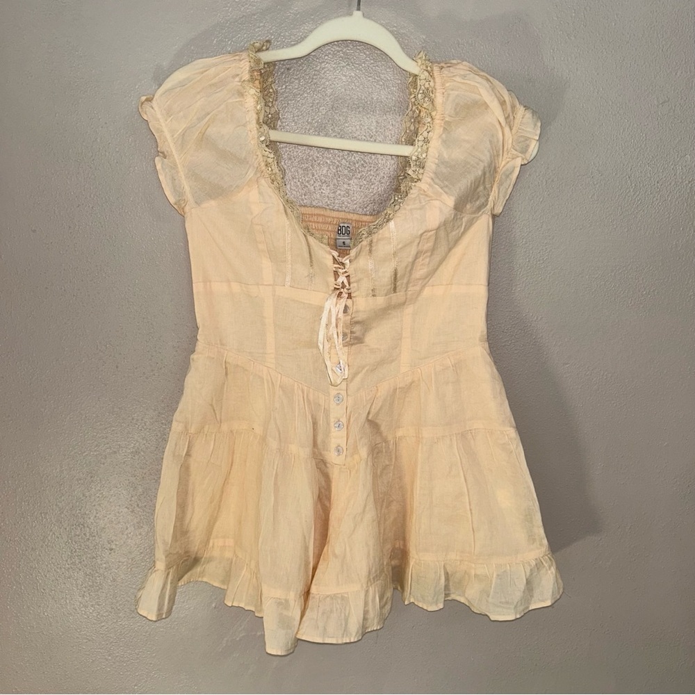 BDG Cream Lace Detail Top